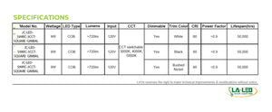 3CCT Switchable Square Gimbal Downlight - Square