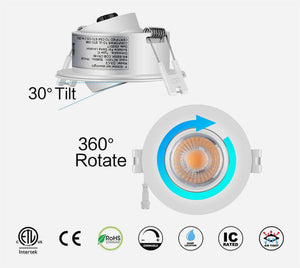 SLIM LED DOWNLIGHT 3, 8W 550LMN, GIMBLE, 4000K SATIN NICKEL, 360 DEGREE ROTATION