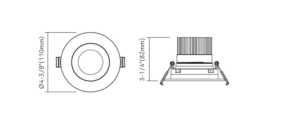 3.5" Round Regressed gimbal - Black-5CCT