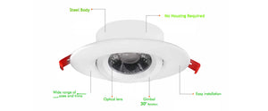 4" Slim Gimbal Downlight 3CCT Light - Change & Dim by Wall Switch