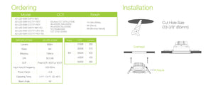 3" LED RECESSED GIMBAL - SQUARE - 8W - 5CCT