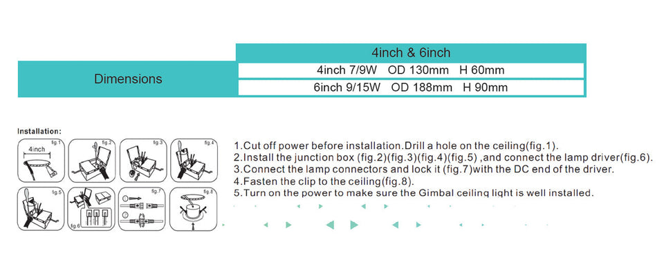 4" LED RECESSED GIMBAL POTLIGHT - 360DEG - 9W - 3CCT