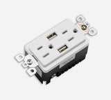 15A TAMPER RESISTANT - USB DECORATIVE DUPLEX RECEPTACLE - WHITE