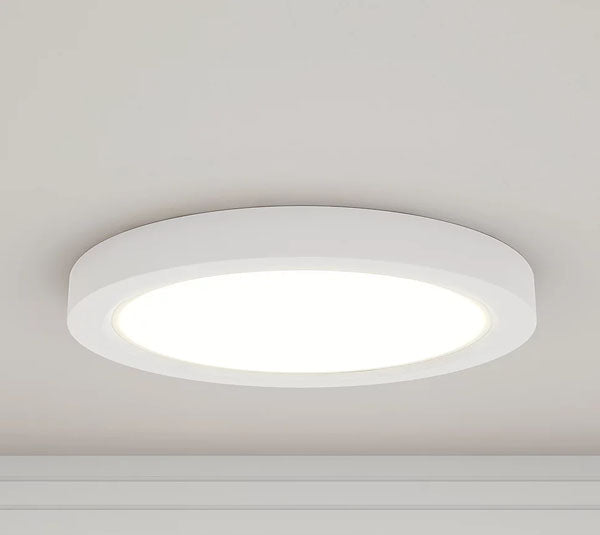 7 / 6 Inches Dimmable Warm/Cold Adjustable Integrated LED Flush Mount Light Fixture - Nickel White